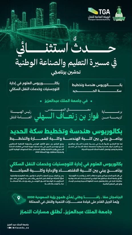 مسارات أكاديمية جديدة تواكب مستقبل النقل السككي في المملكة